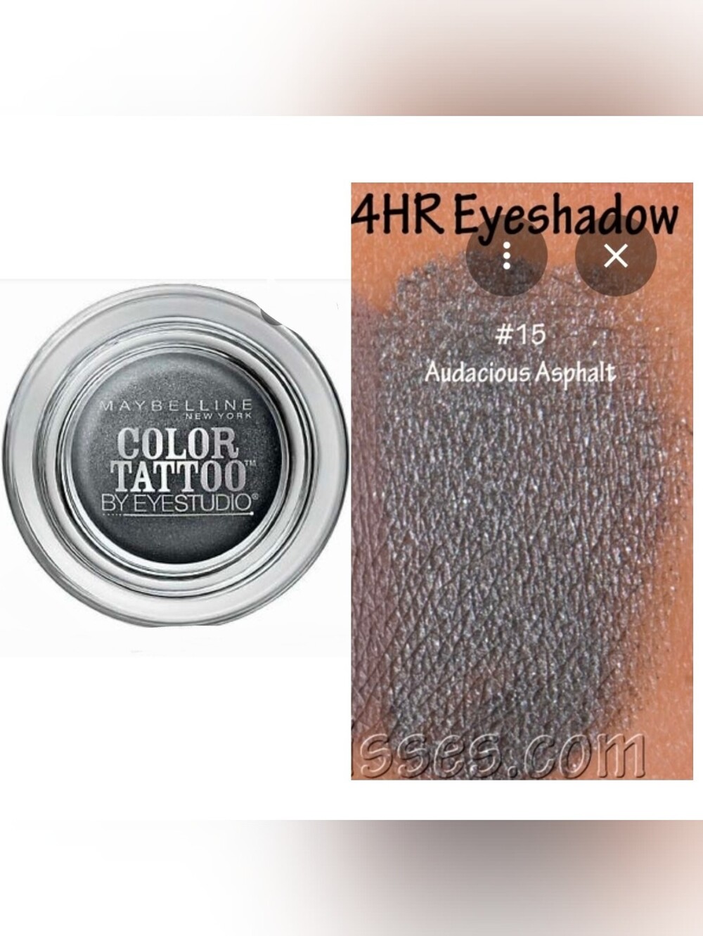 Maybelline Color Tattoo Cream Eyeshadow — Gray (Audacious Asphalt) Sealed Disc.